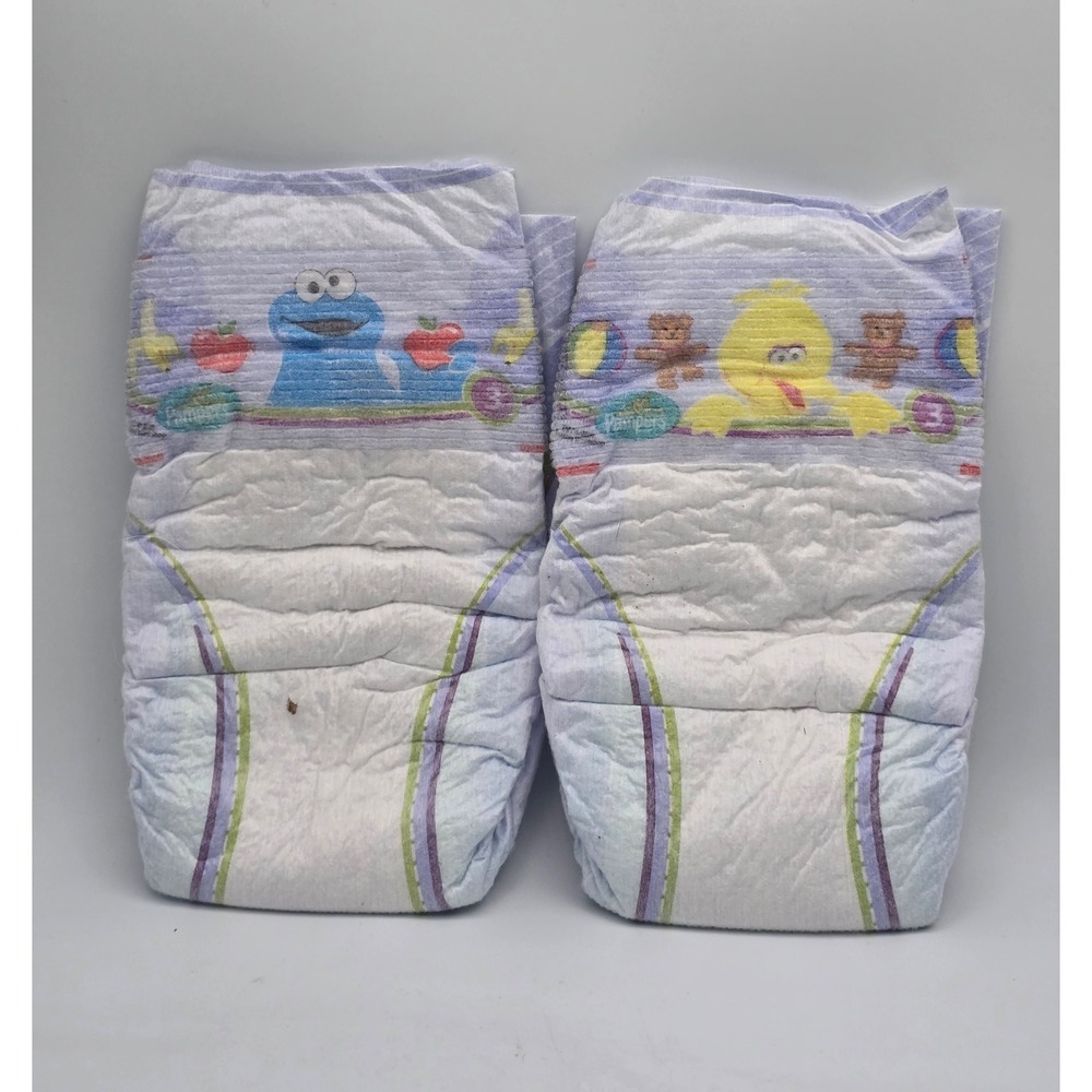 Pampers Diapers Sesmame Street Baby Size 3 Cookie Monster Big Bird 2008 2ct